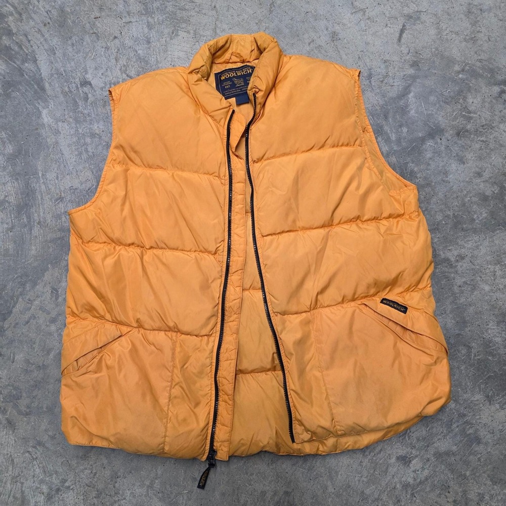Woolrich Mens Papaya Puffer‎ Vest Quilted Duck Down Insulated Size L